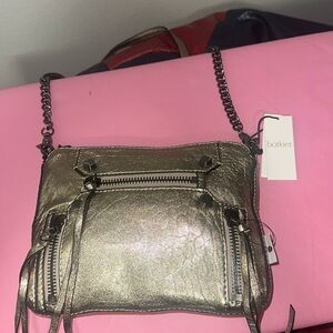 BOTKIER metallic Crossbody with gunmetal hardware